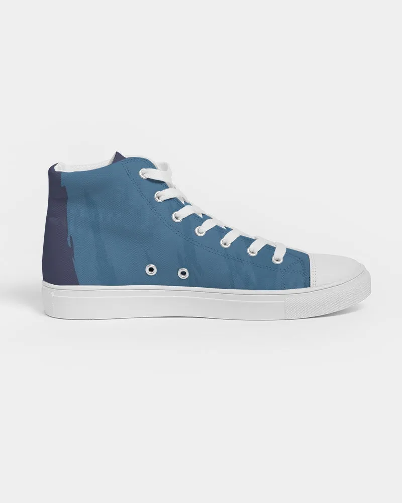 Abstract Blue Men's Hightop Canvas Shoe