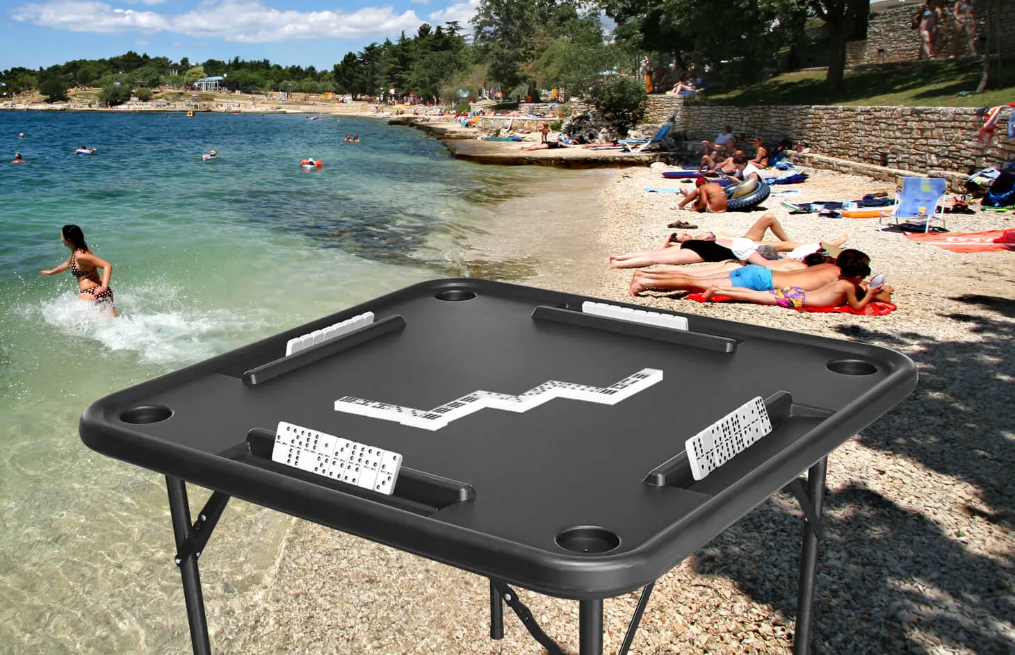 Bene Casa 38" Black Domino & Game Table