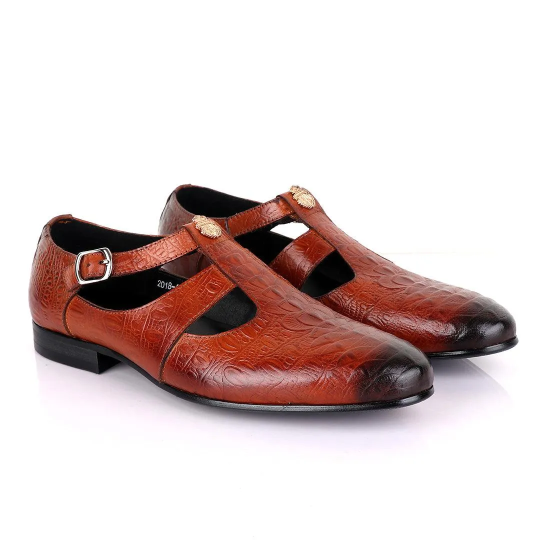 Billionaire Exotic Hippo Brown Cover Leather Shoe