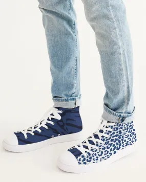 Blue Animal Fur Texture Men's Hightop Canvas Shoe