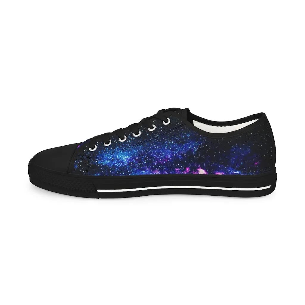 Blue Galaxy Men's Low Tops, Best Space Printed Men's Low Top Canvas Fashion Sneakers (US Size: 5-14)