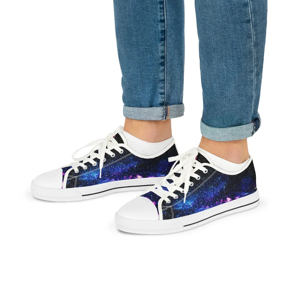 Blue Galaxy Men's Low Tops, Best Space Printed Men's Low Top Canvas Fashion Sneakers (US Size: 5-14)