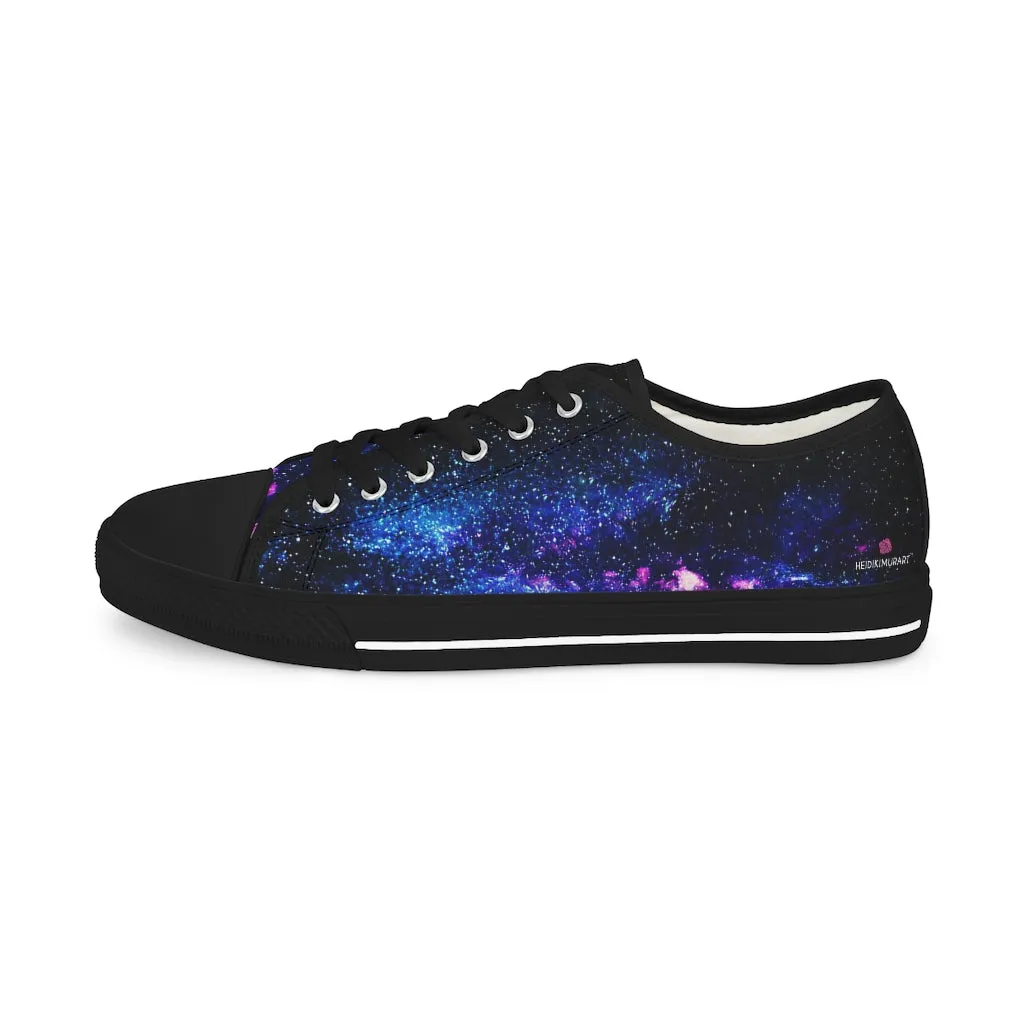 Blue Galaxy Men's Low Tops, Best Space Printed Men's Low Top Canvas Fashion Sneakers (US Size: 5-14)