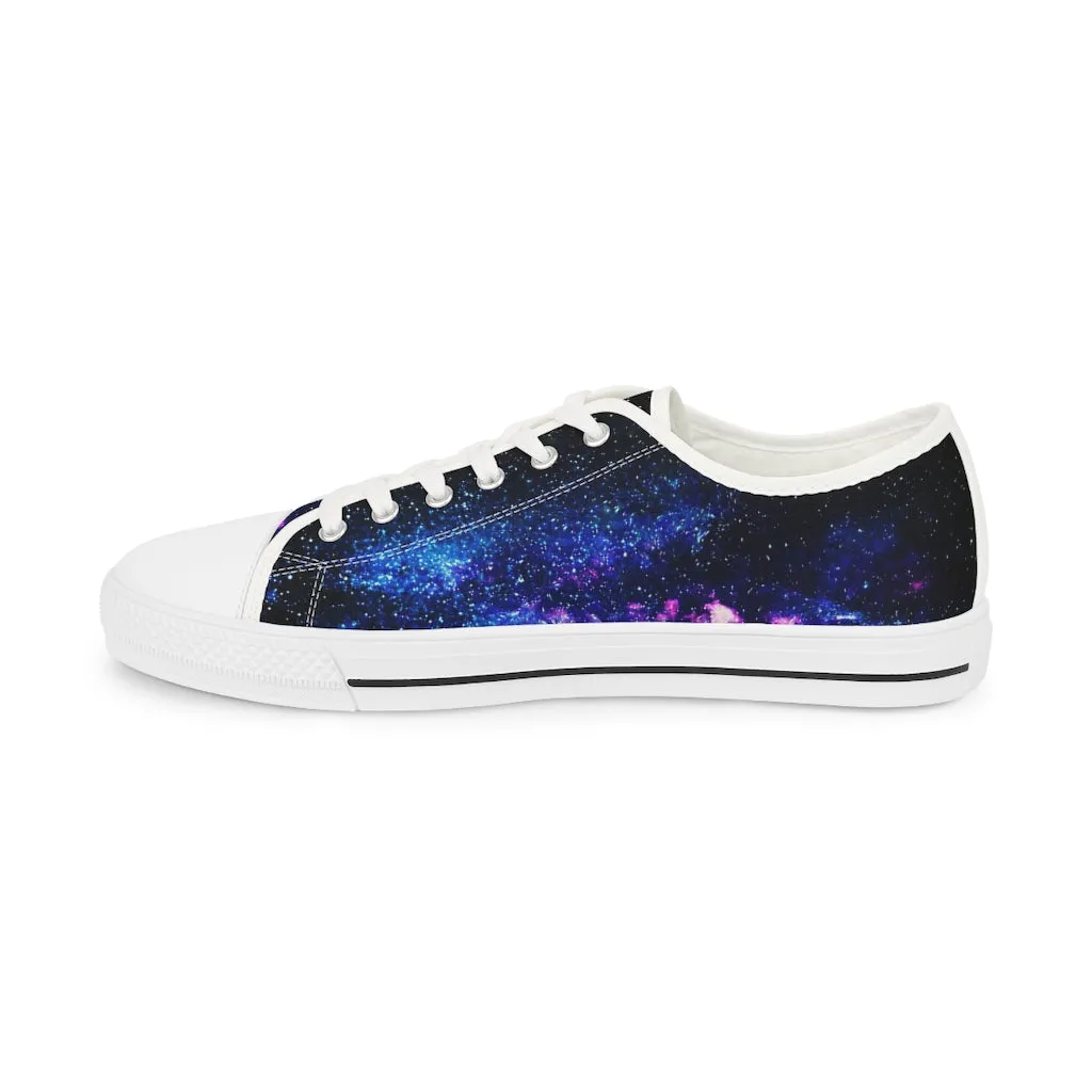 Blue Galaxy Men's Low Tops, Best Space Printed Men's Low Top Canvas Fashion Sneakers (US Size: 5-14)