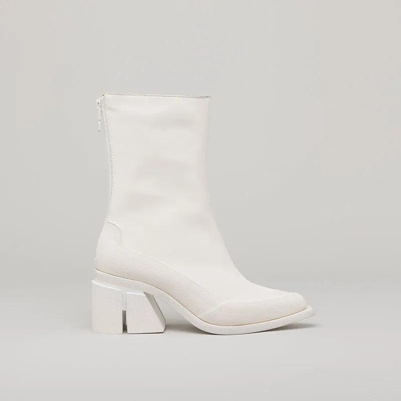 both - GAO LOW HEEL ZIP-WHITE