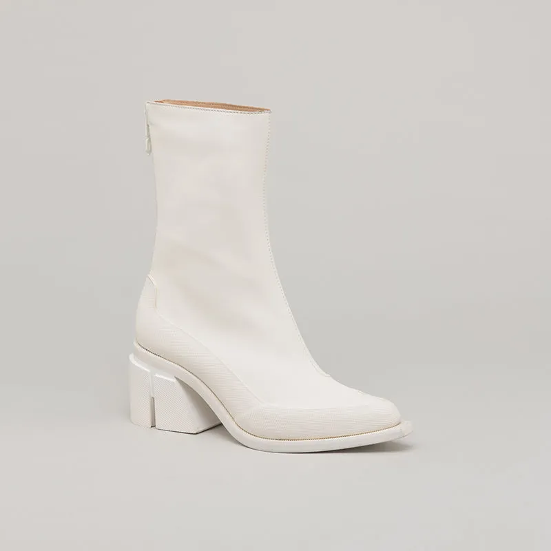 both - GAO LOW HEEL ZIP-WHITE