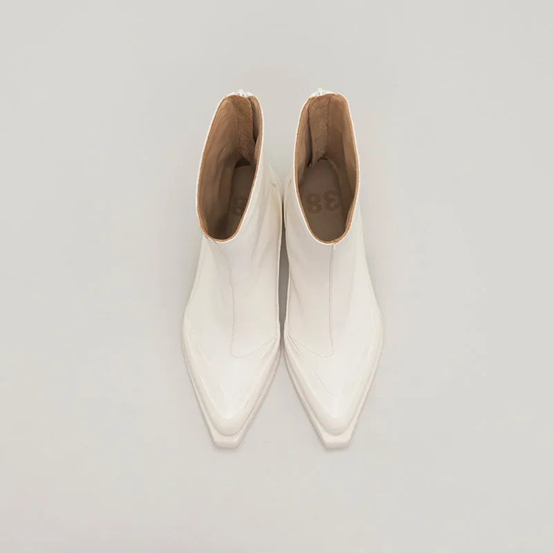 both - GAO LOW HEEL ZIP-WHITE