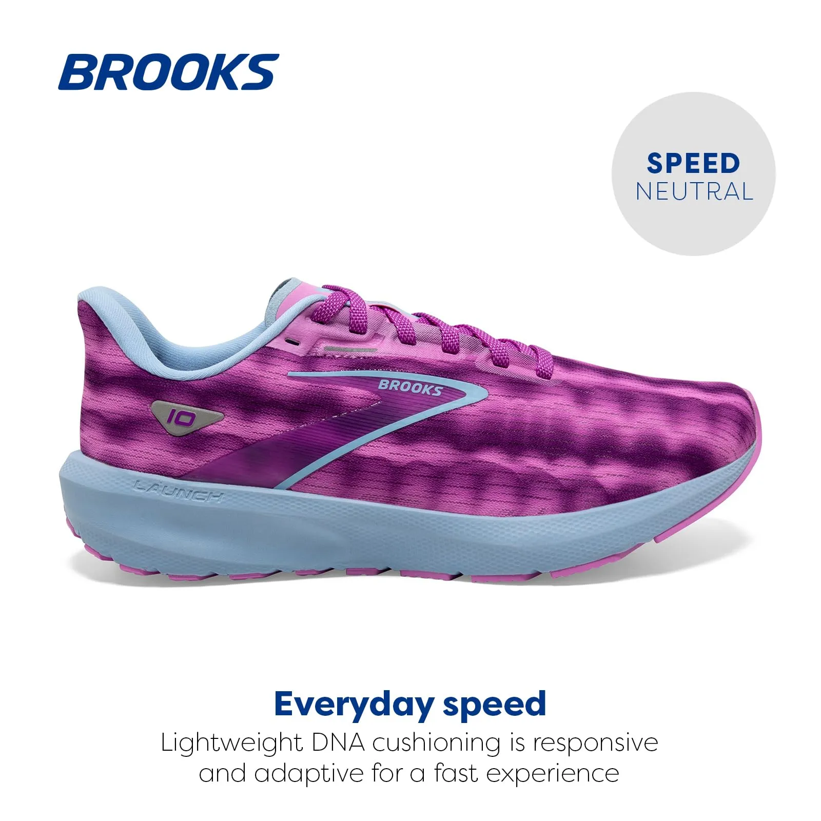 Brooks Women’s Launch 10 Neutral Running Shoe - Purple Cactus/Lucent/Chambray - 5.5 Medium