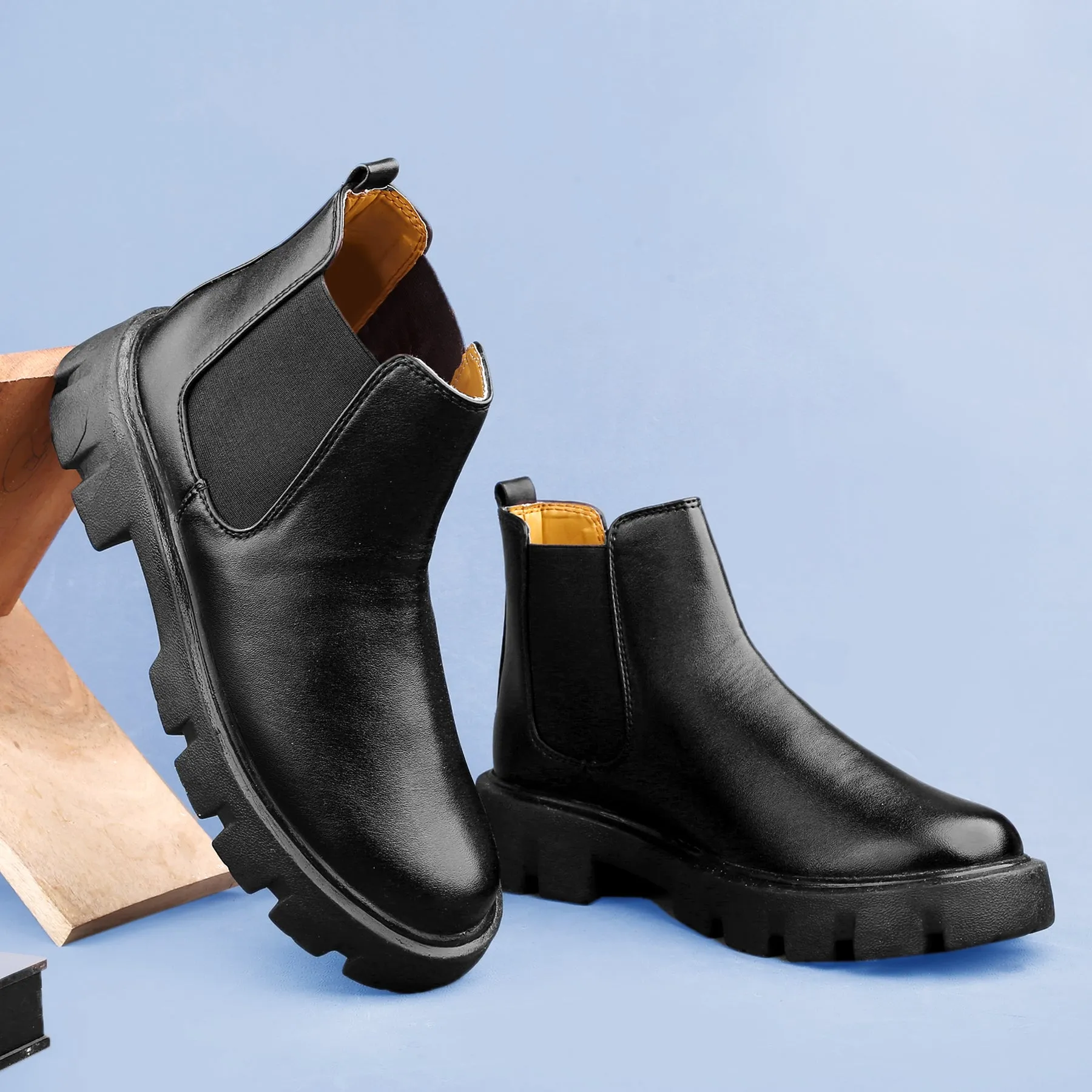 Bxxy's Faux Leather Chelsea Ankle Slip-on Boots for Men