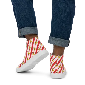 Candy Cane Men’s high top canvas shoes