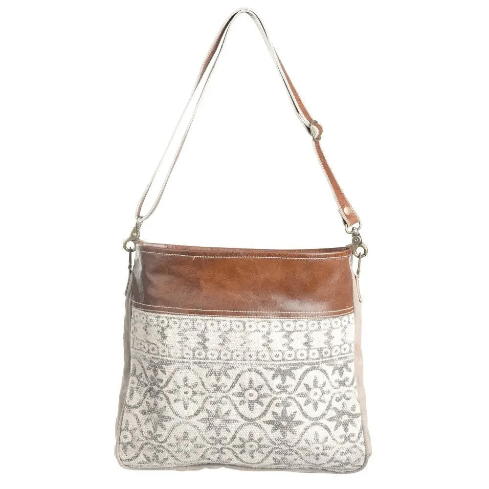 Canvas & Leather Crossbody-Tapestry Shoulder Bag