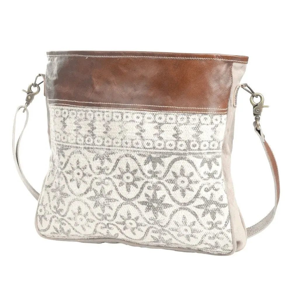 Canvas & Leather Crossbody-Tapestry Shoulder Bag