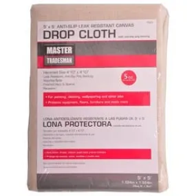 Canvas Drop Cloth, Poly Backing, 5 x 5-Ft.