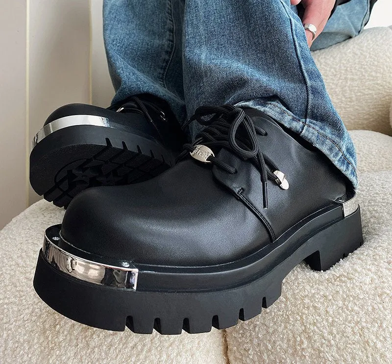 Casual Platform Black Leather Shoes