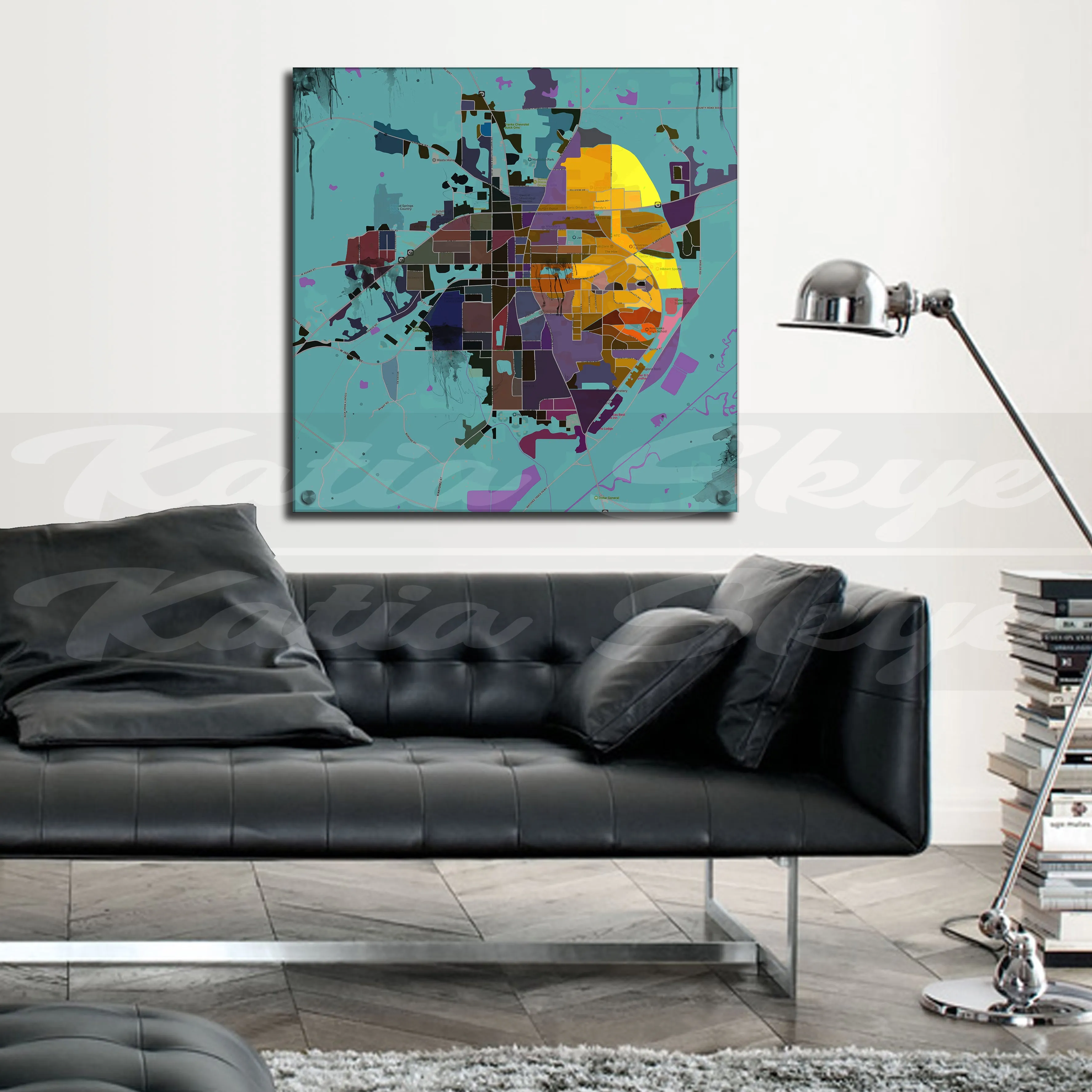 Contemporary Canvas Map Art of Mississippi Inspired by Oprah Winfrey // MAP-OW01