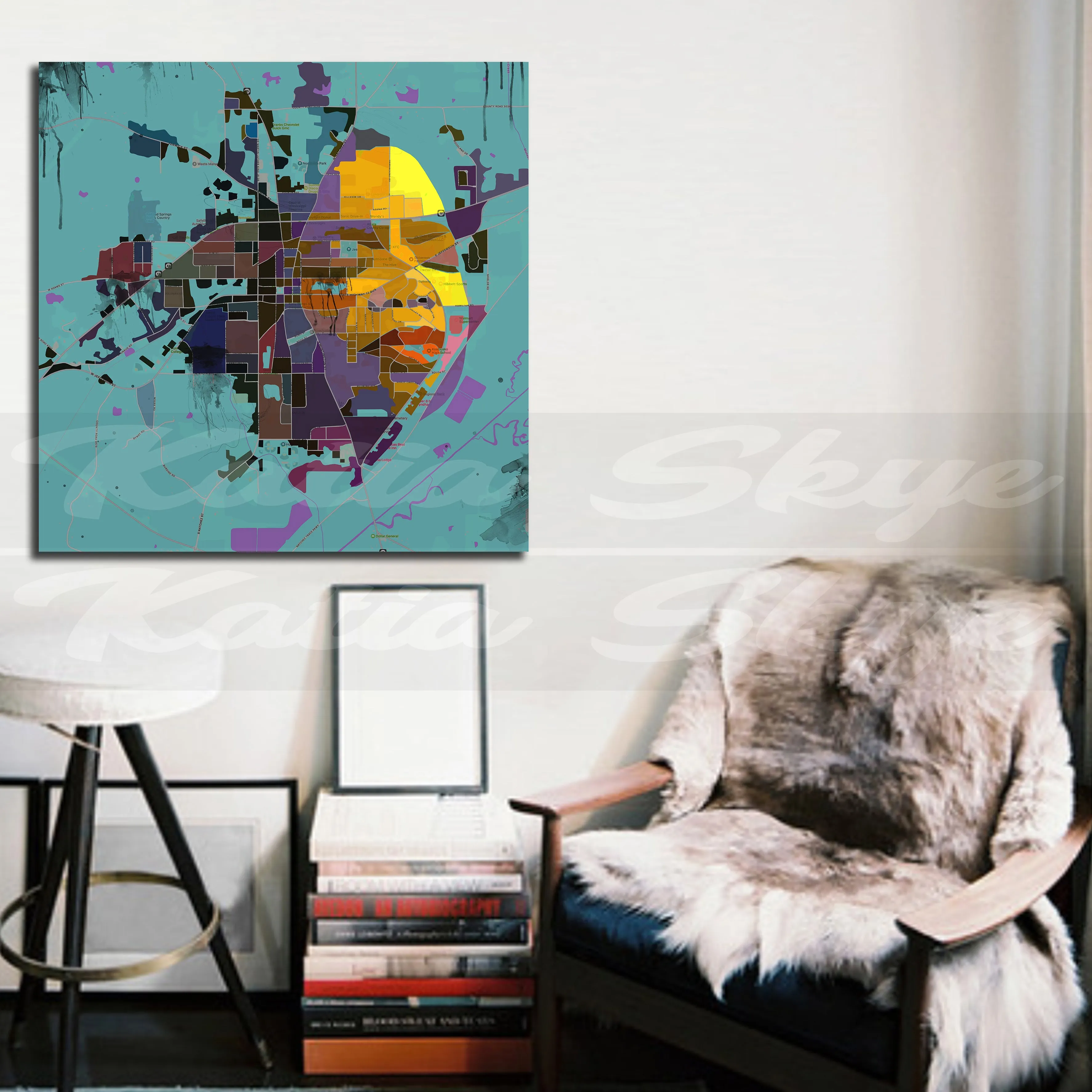 Contemporary Canvas Map Art of Mississippi Inspired by Oprah Winfrey // MAP-OW01