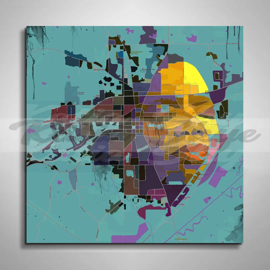 Contemporary Canvas Map Art of Mississippi Inspired by Oprah Winfrey // MAP-OW01