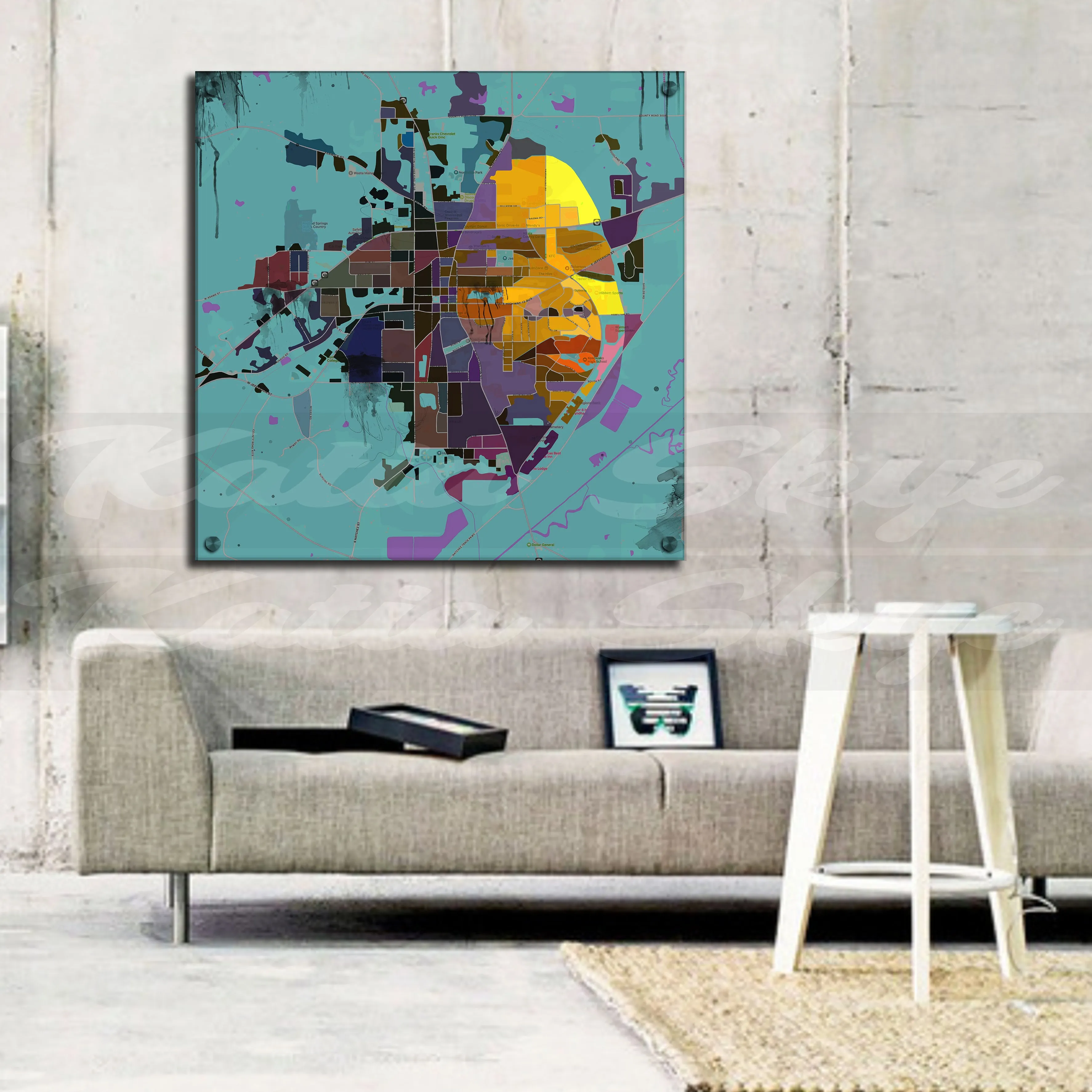 Contemporary Canvas Map Art of Mississippi Inspired by Oprah Winfrey // MAP-OW01