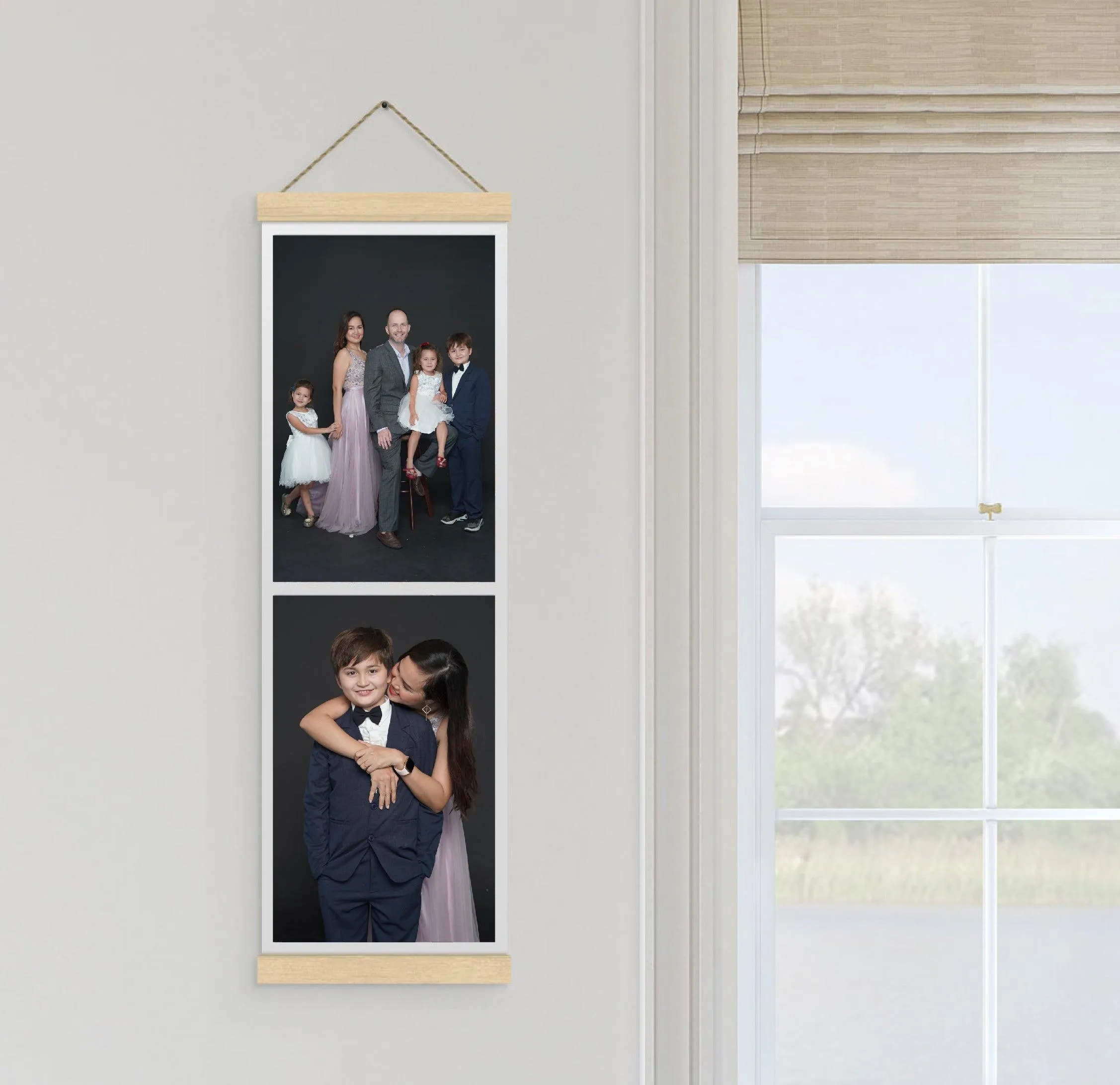 Custom hanging Canvas Prints with Wooden Bars