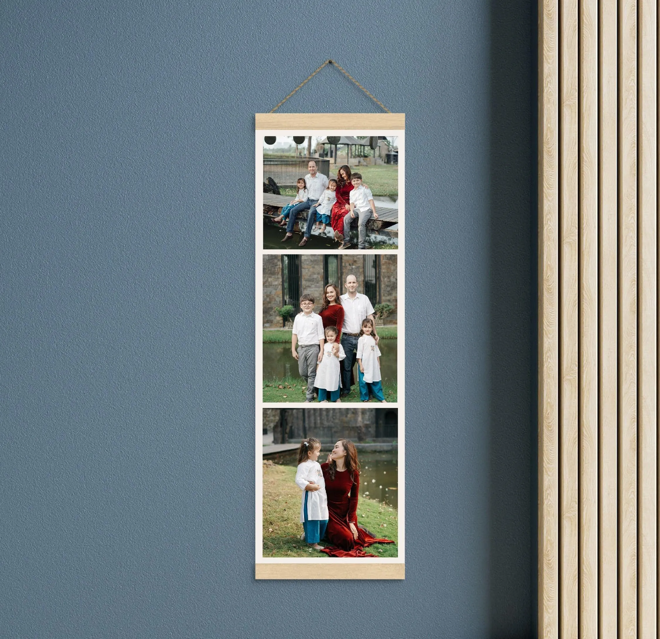 Custom hanging Canvas Prints with Wooden Bars