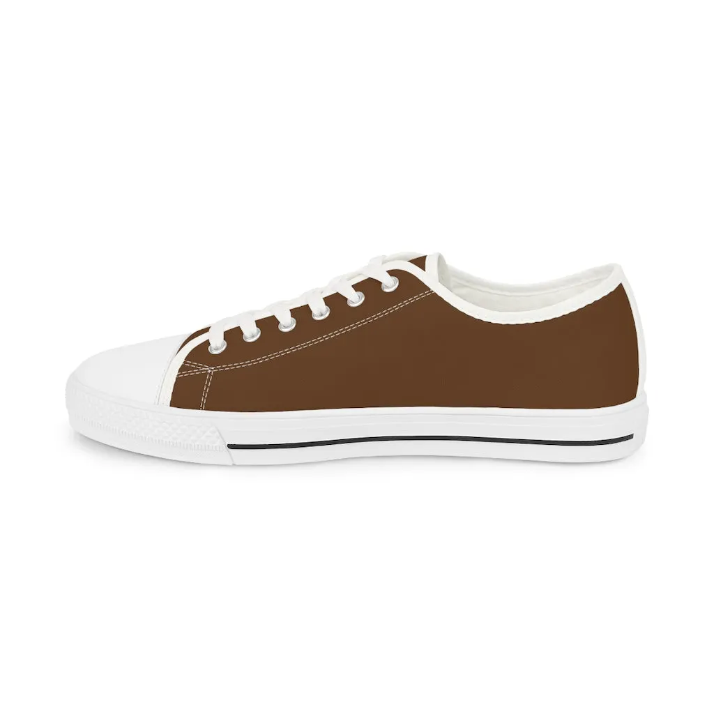 Dark Brown Color Men's Sneakers, Best Solid Brown Color Men's Low Top Sneakers Tennis Canvas Shoes (US Size: 5-14)