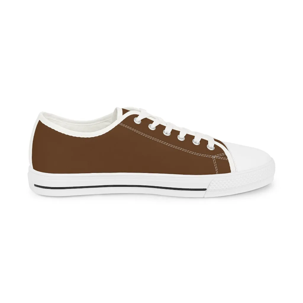 Dark Brown Color Men's Sneakers, Best Solid Brown Color Men's Low Top Sneakers Tennis Canvas Shoes (US Size: 5-14)