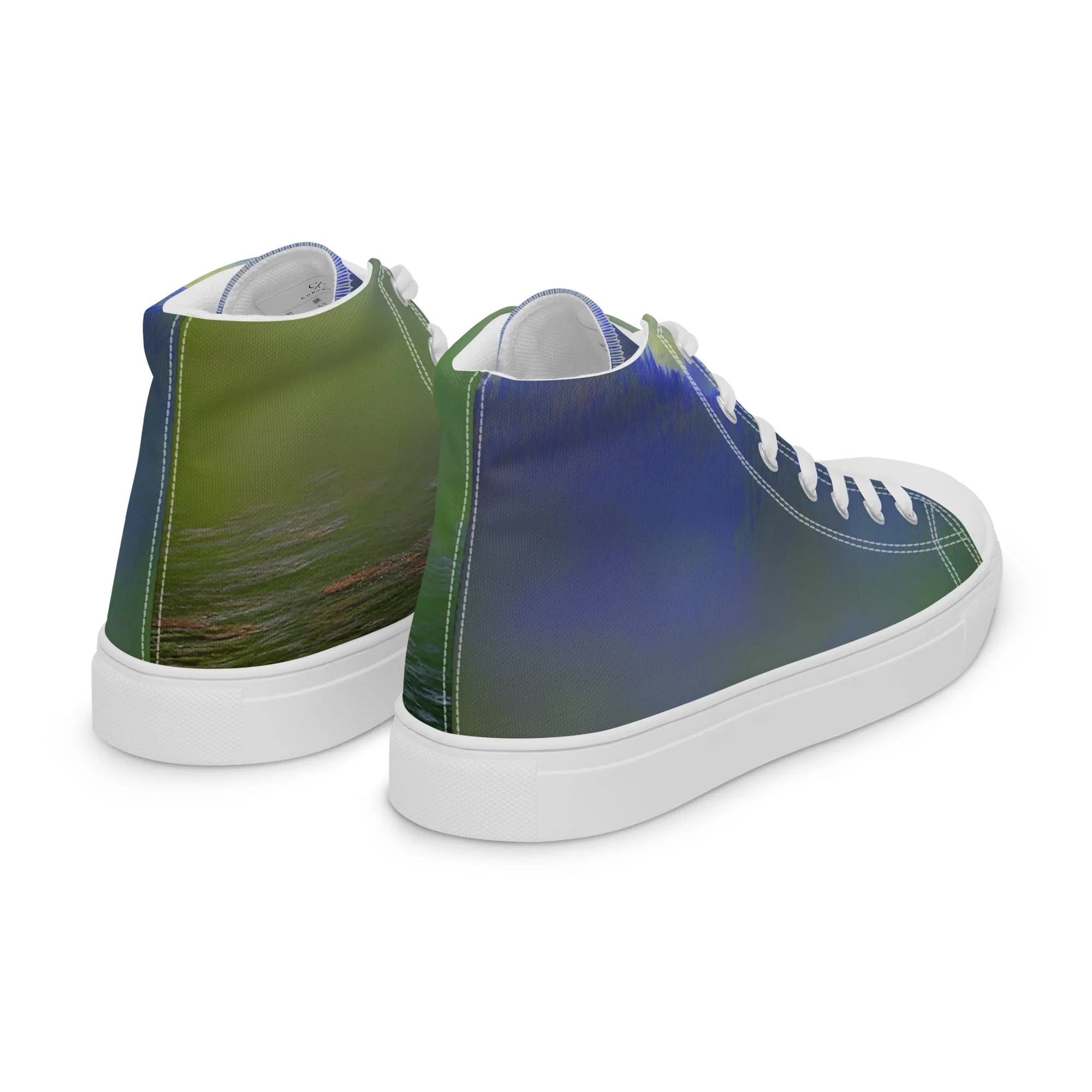 Elevate Your Style with Our Teal Abstract Men's High Top Shoes - Shop Now!