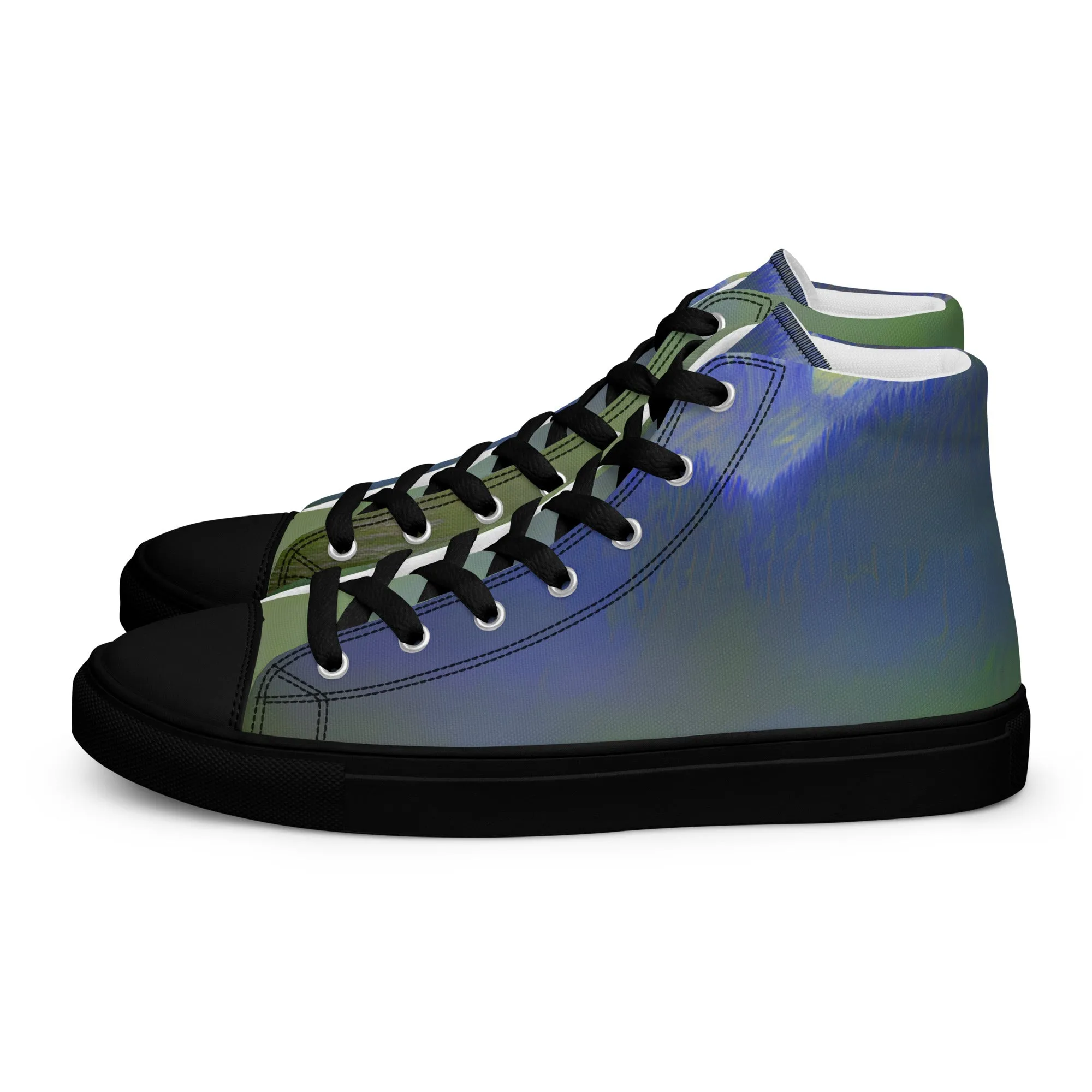 Elevate Your Style with Our Teal Abstract Men's High Top Shoes - Shop Now!