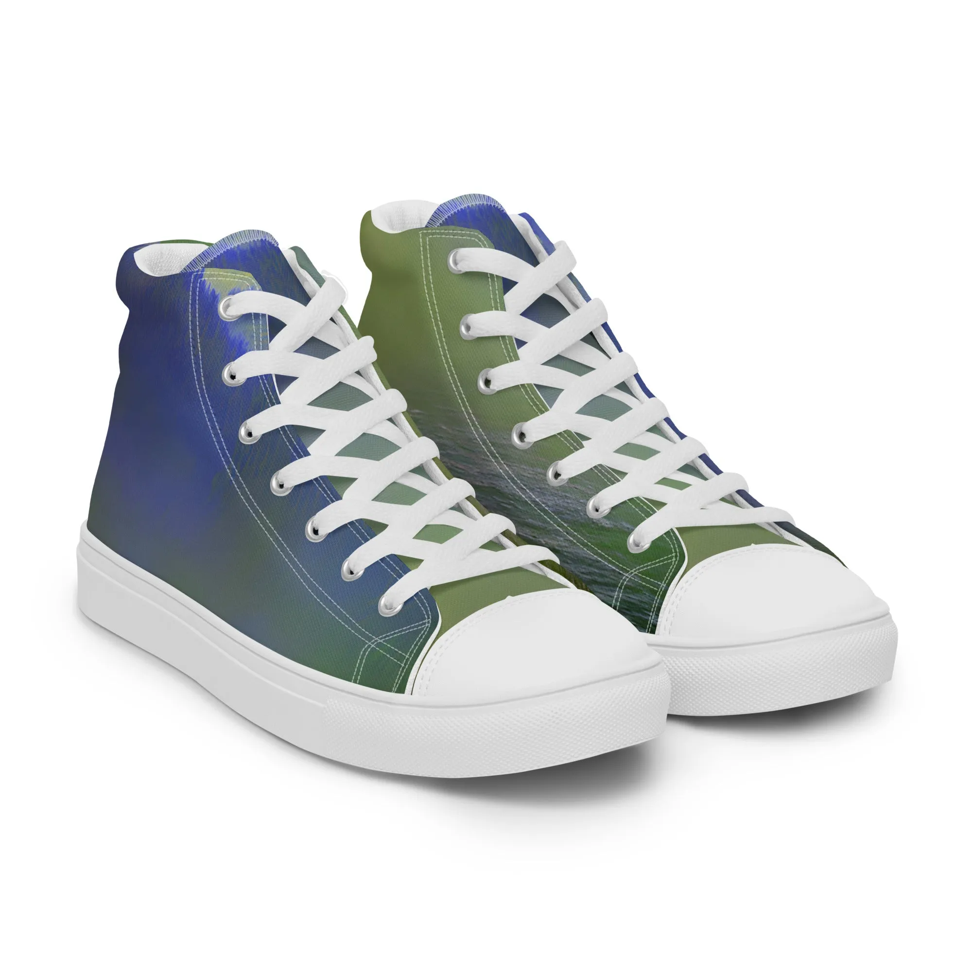 Elevate Your Style with Our Teal Abstract Men's High Top Shoes - Shop Now!