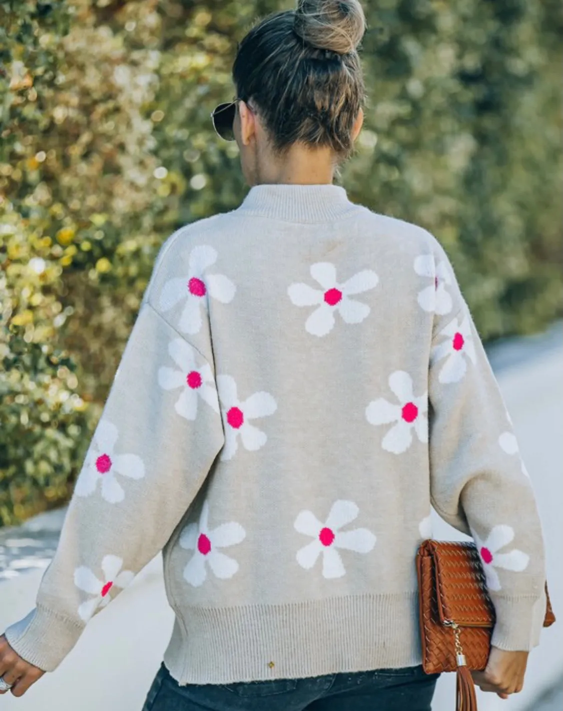 Floral Print Knit Sweater