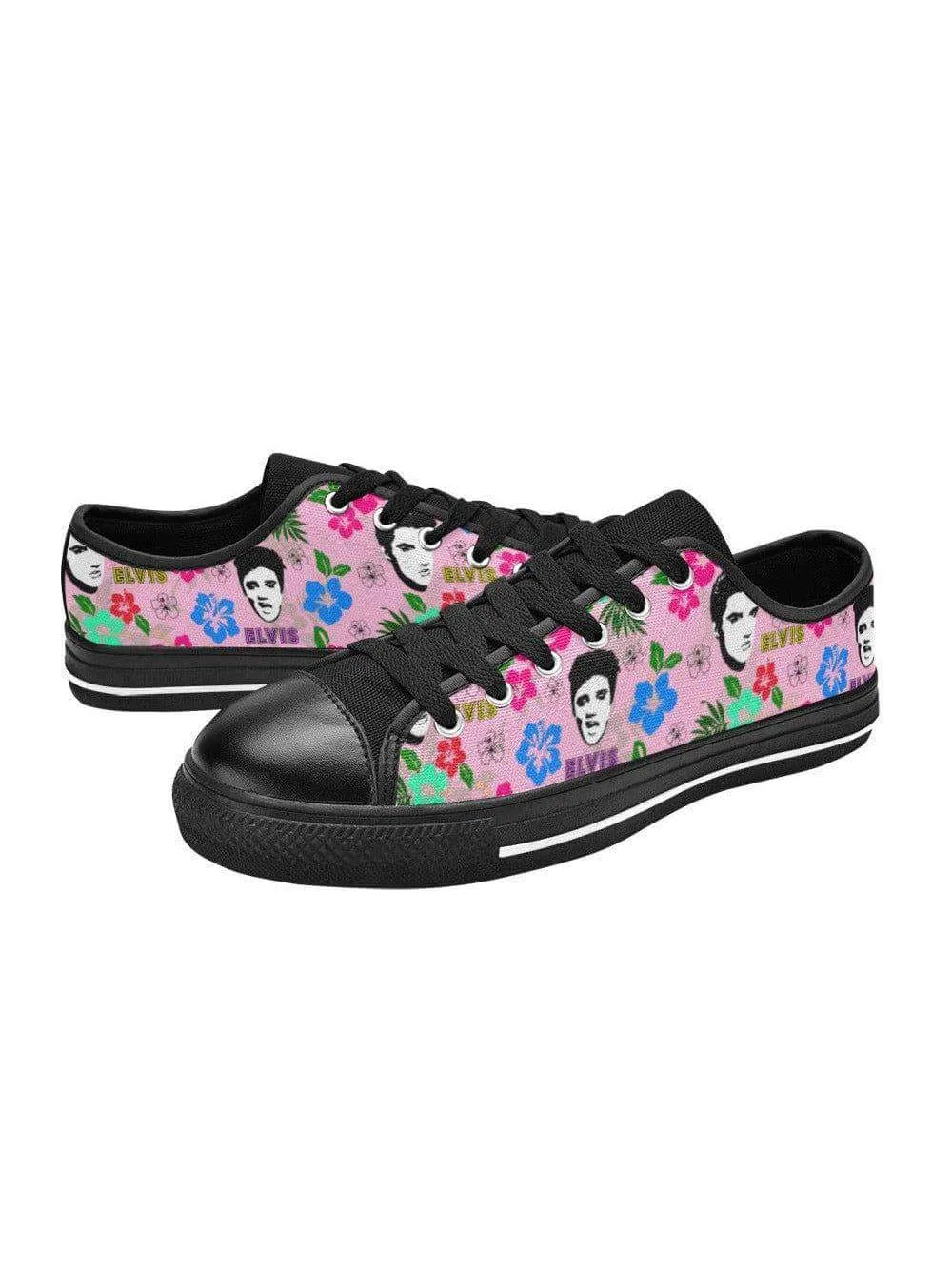 Hawaii Elvis Retro Style Womens Sneakers (Black Sole)