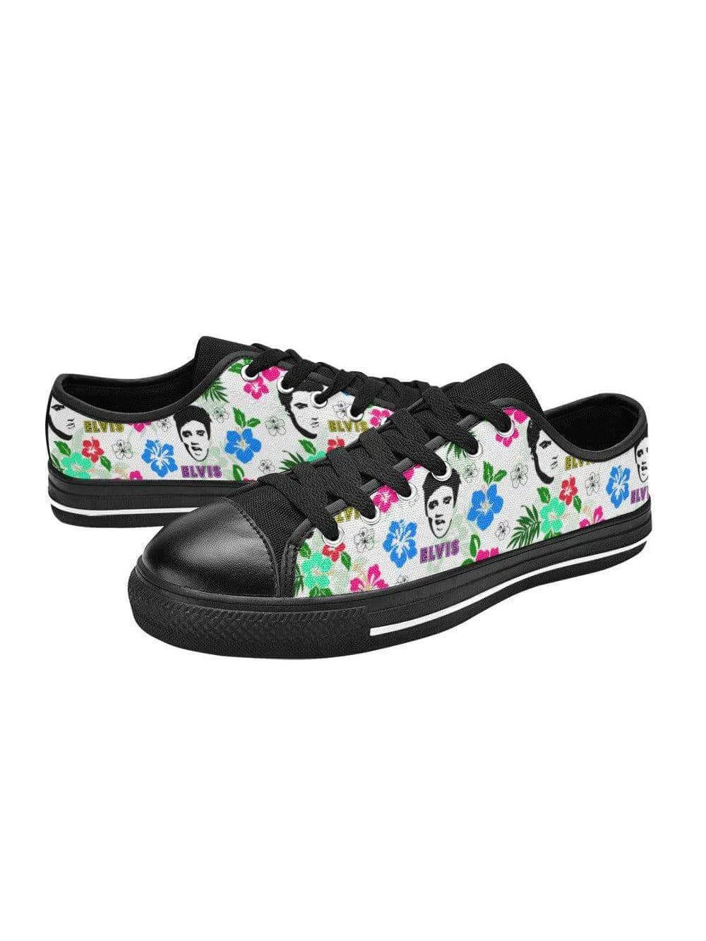 Hawaii Elvis Retro Style Womens Sneakers (Black Sole)