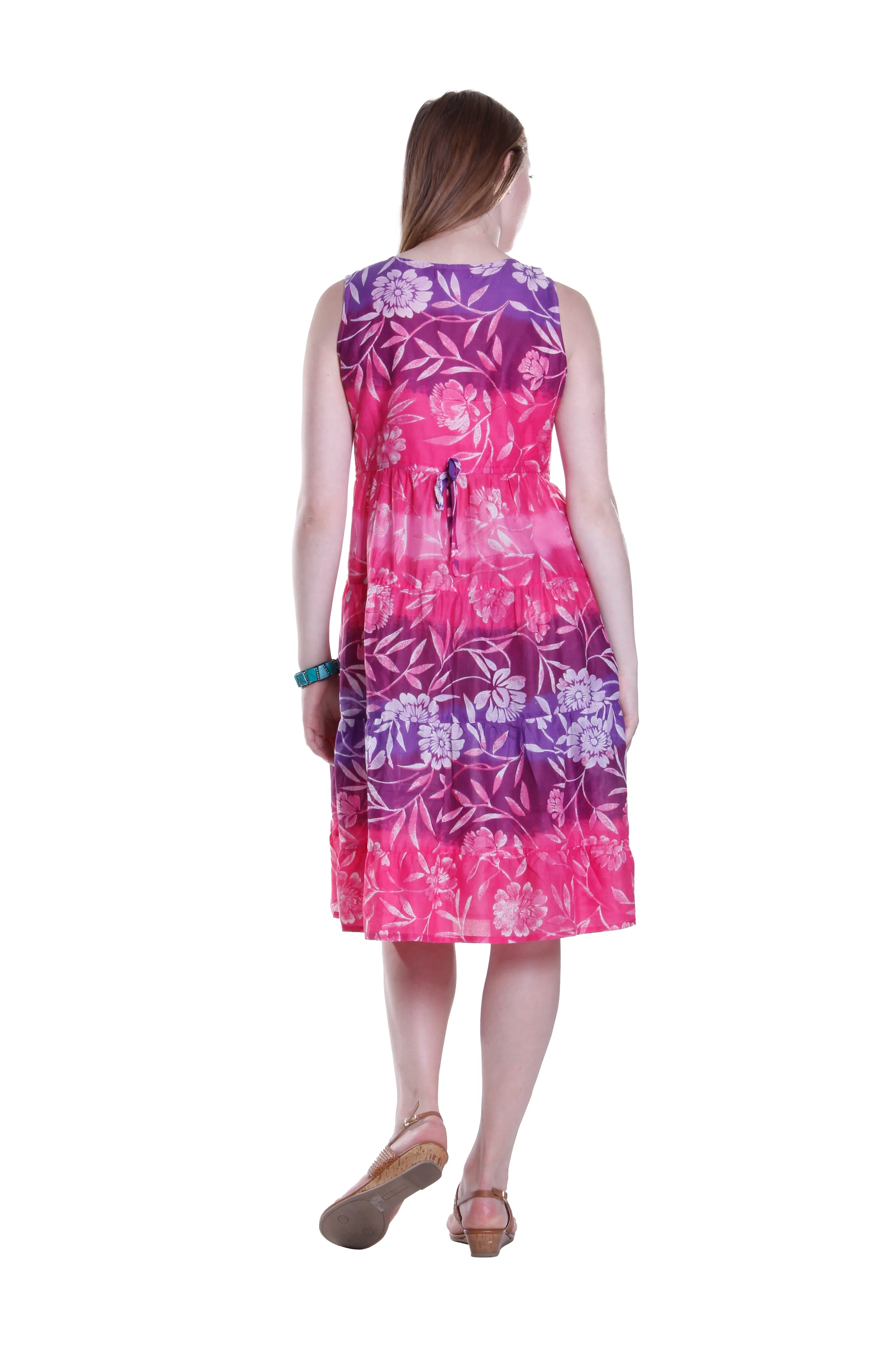 La Cera Plus Size 100% Cotton Ombre Print Tier Dress