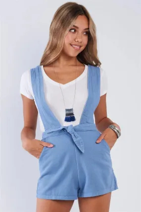 Light Blue Denim Criss Cross Back Romper