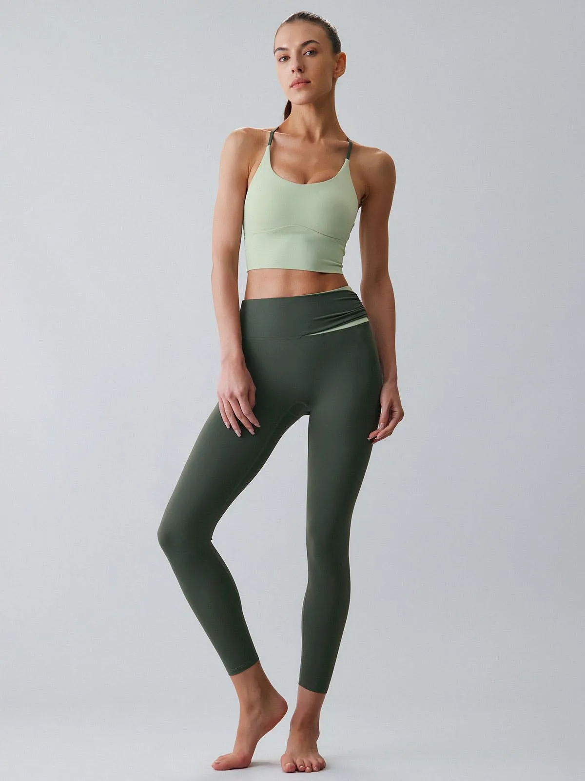 Light Green Halter Sports Bra - Light Support