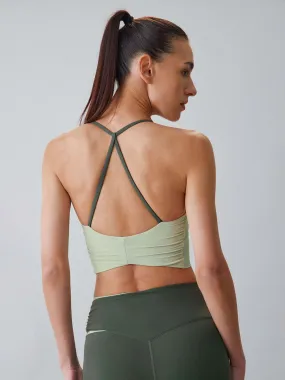 Light Green Halter Sports Bra - Light Support