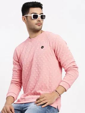 Men Peach Solid Sweatshirt