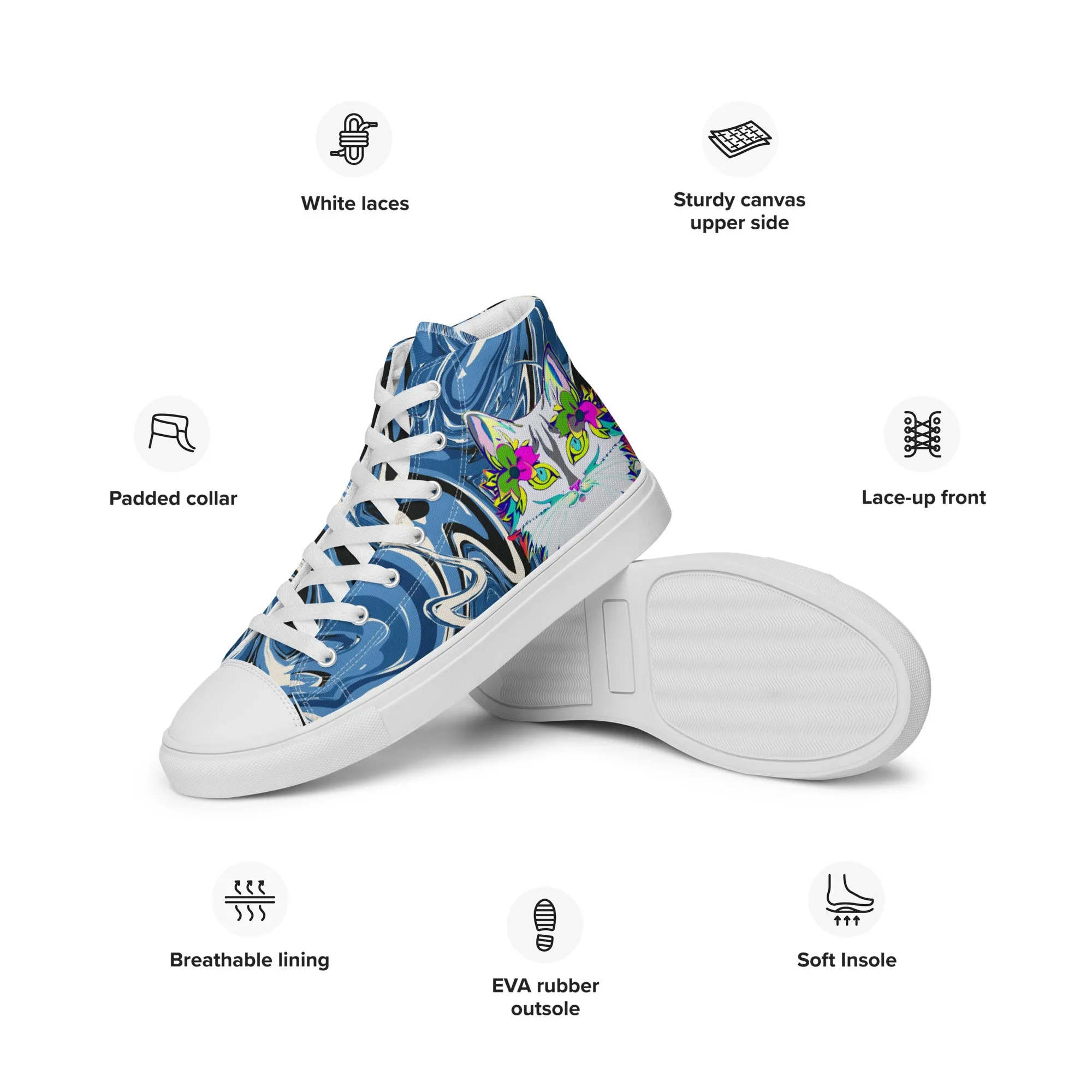 "Sonya My Beautiful Cat" Collection - Men’s high top canvas shoes