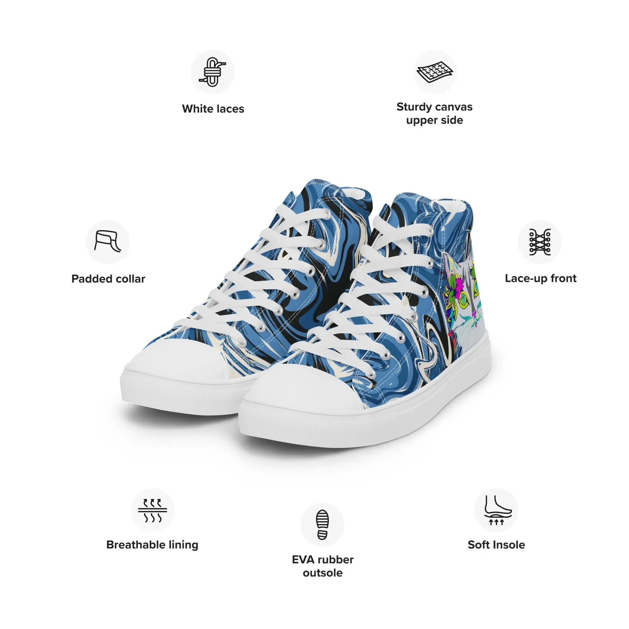 "Sonya My Beautiful Cat" Collection - Men’s high top canvas shoes