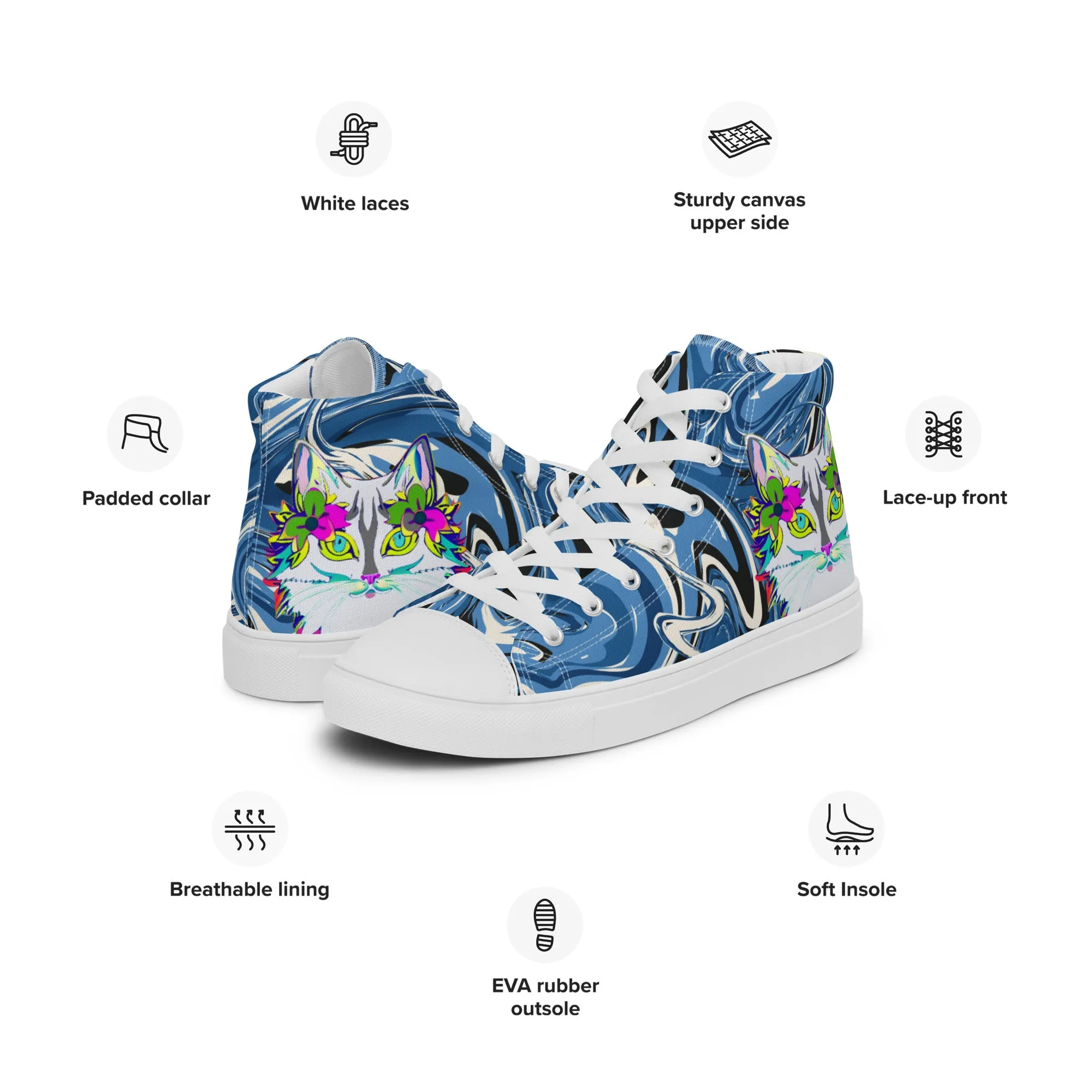 "Sonya My Beautiful Cat" Collection - Men’s high top canvas shoes