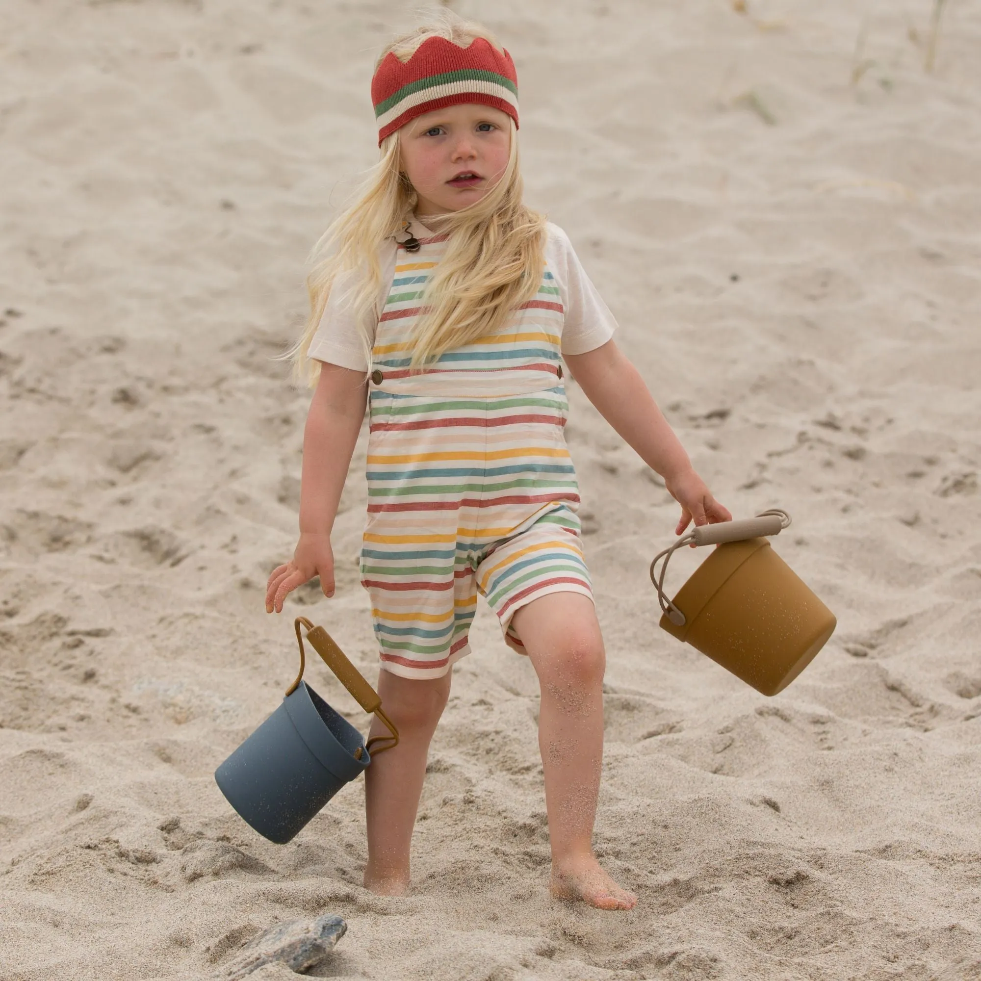 Rainbow Striped Dungaree Shorts