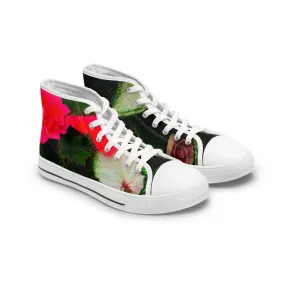 Red Floral Women's High Top Sneakers AOP