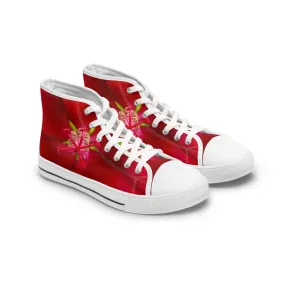 Red Orchid Floral Women's High Top Sneakers High-Top Footwear (AOP)