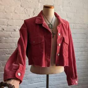 Retro Corduroy Barbie Pink Shacket Distressed Cropped Minimalist Oversize Shirt