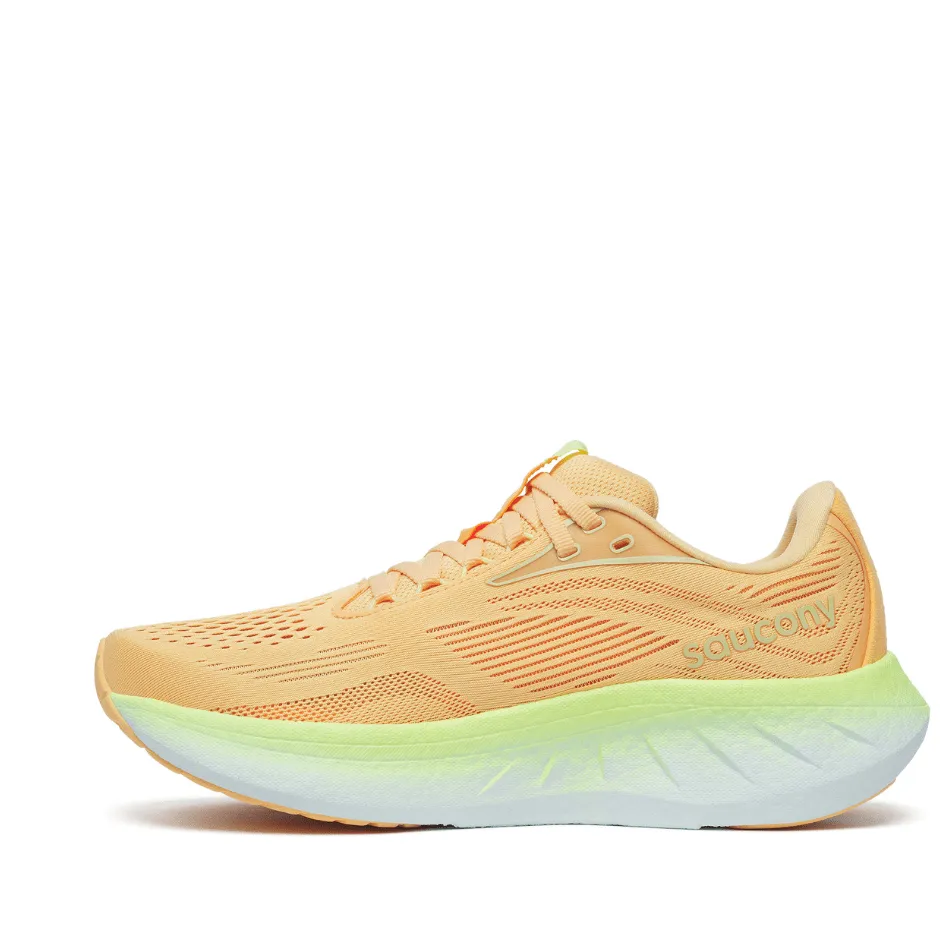 Saucony Women's Ride 18 Running Shoes in Peach/Sunny SS25