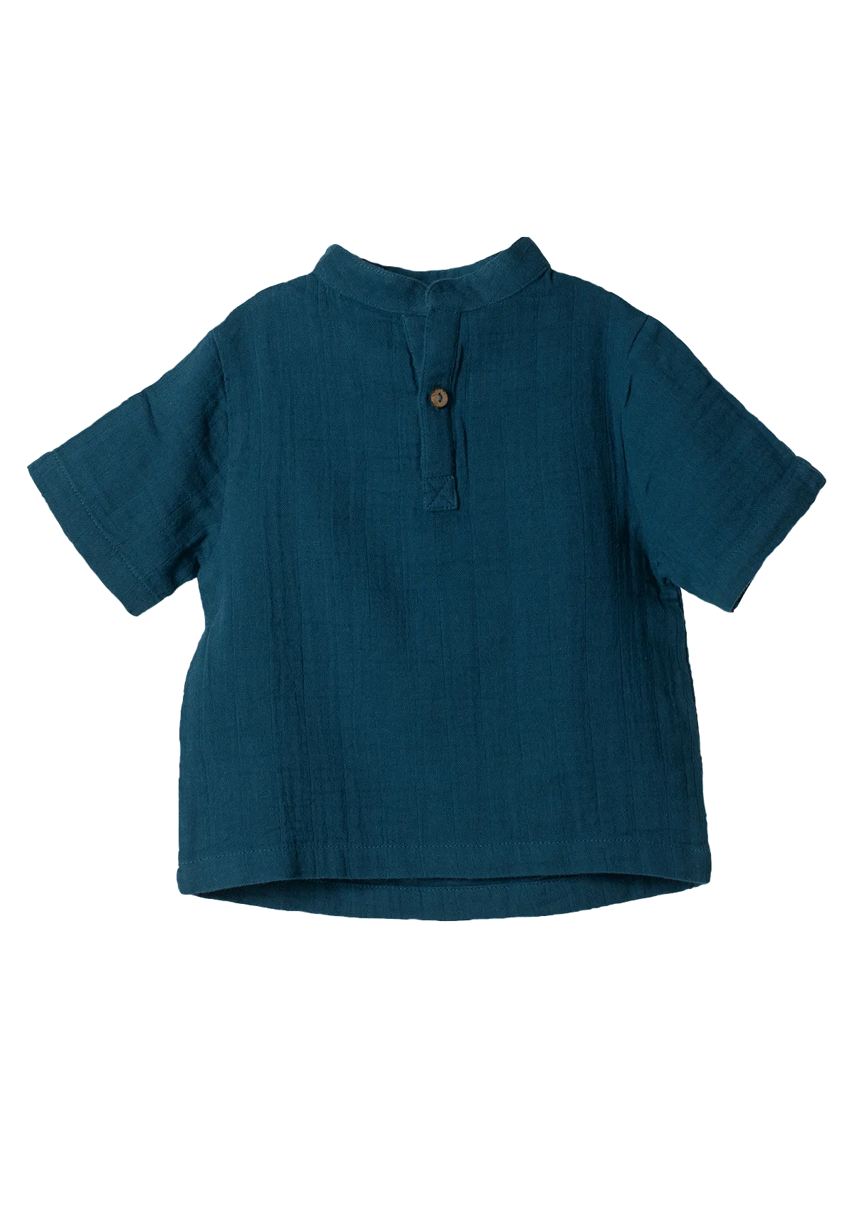 Short sleeve shirt Play of Colors Petrol-blue organic muslin