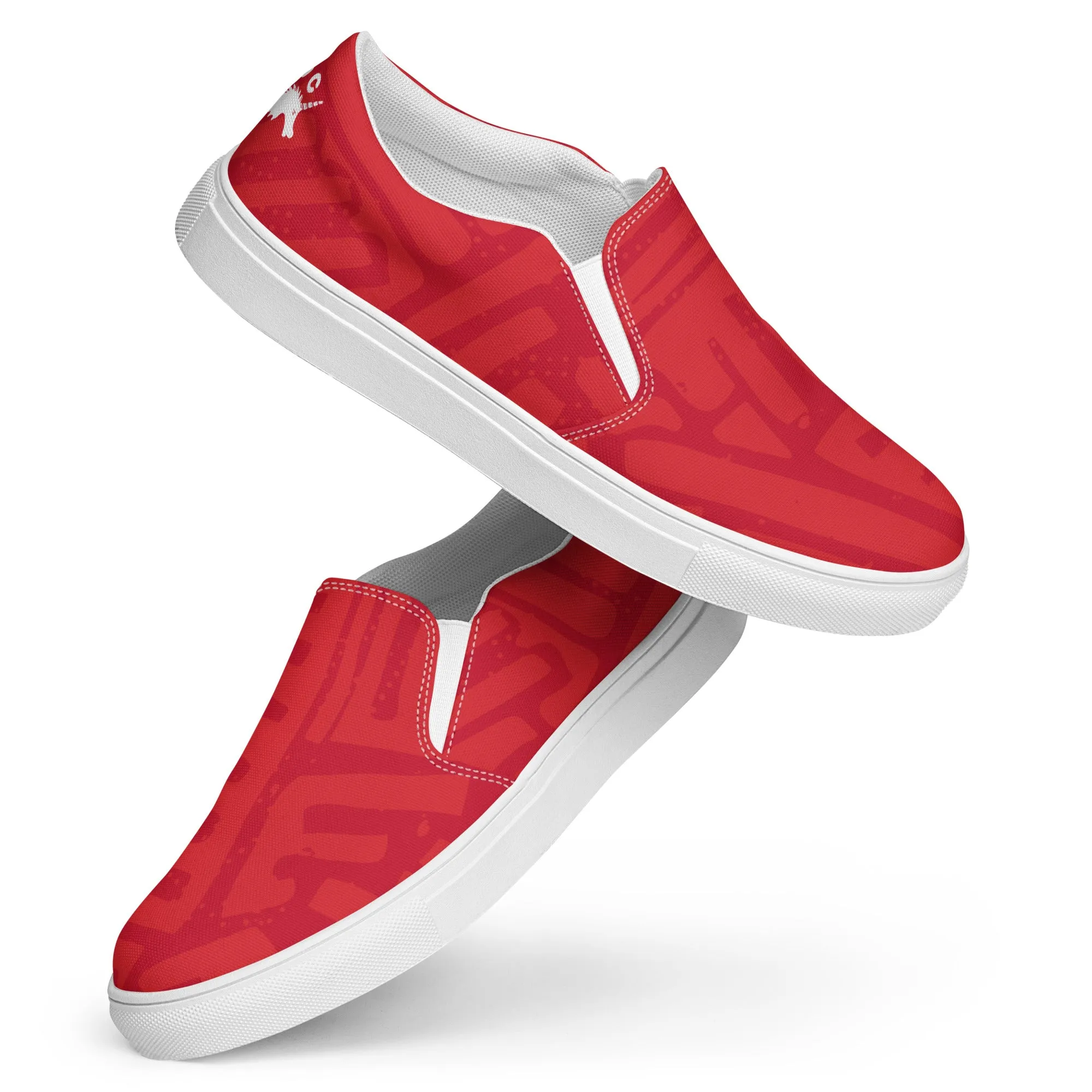 Take a Left at the Fork - Red- Canvas Slip-ons - Women’s