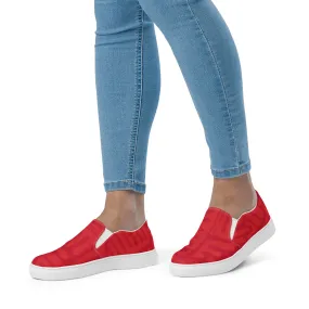 Take a Left at the Fork - Red- Canvas Slip-ons - Women’s