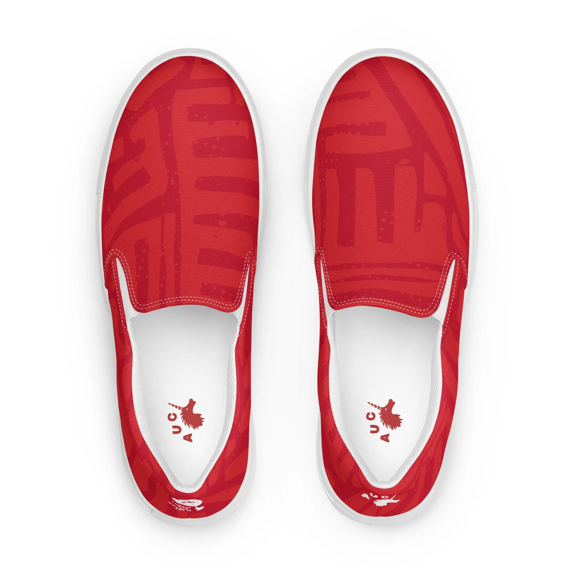 Take a Left at the Fork - Red- Canvas Slip-ons - Women’s