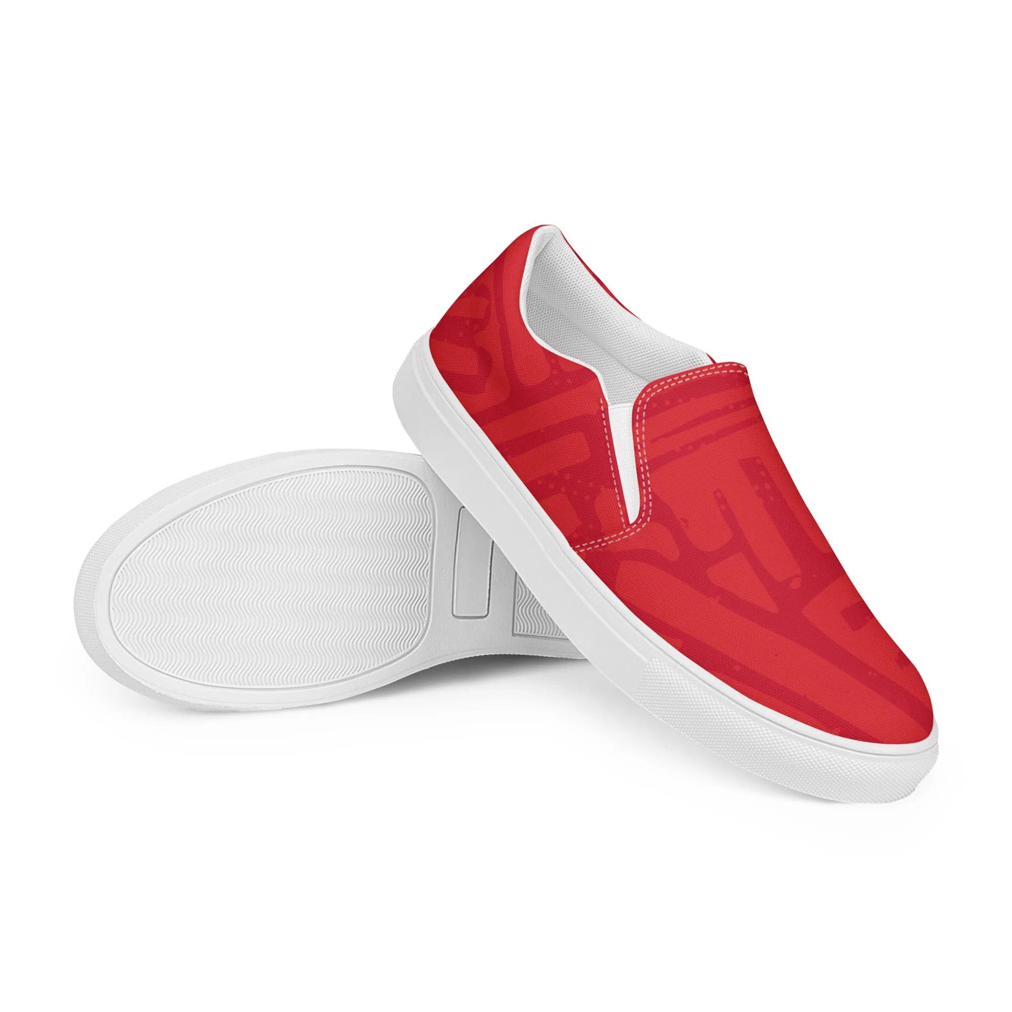 Take a Left at the Fork - Red- Canvas Slip-ons - Women’s